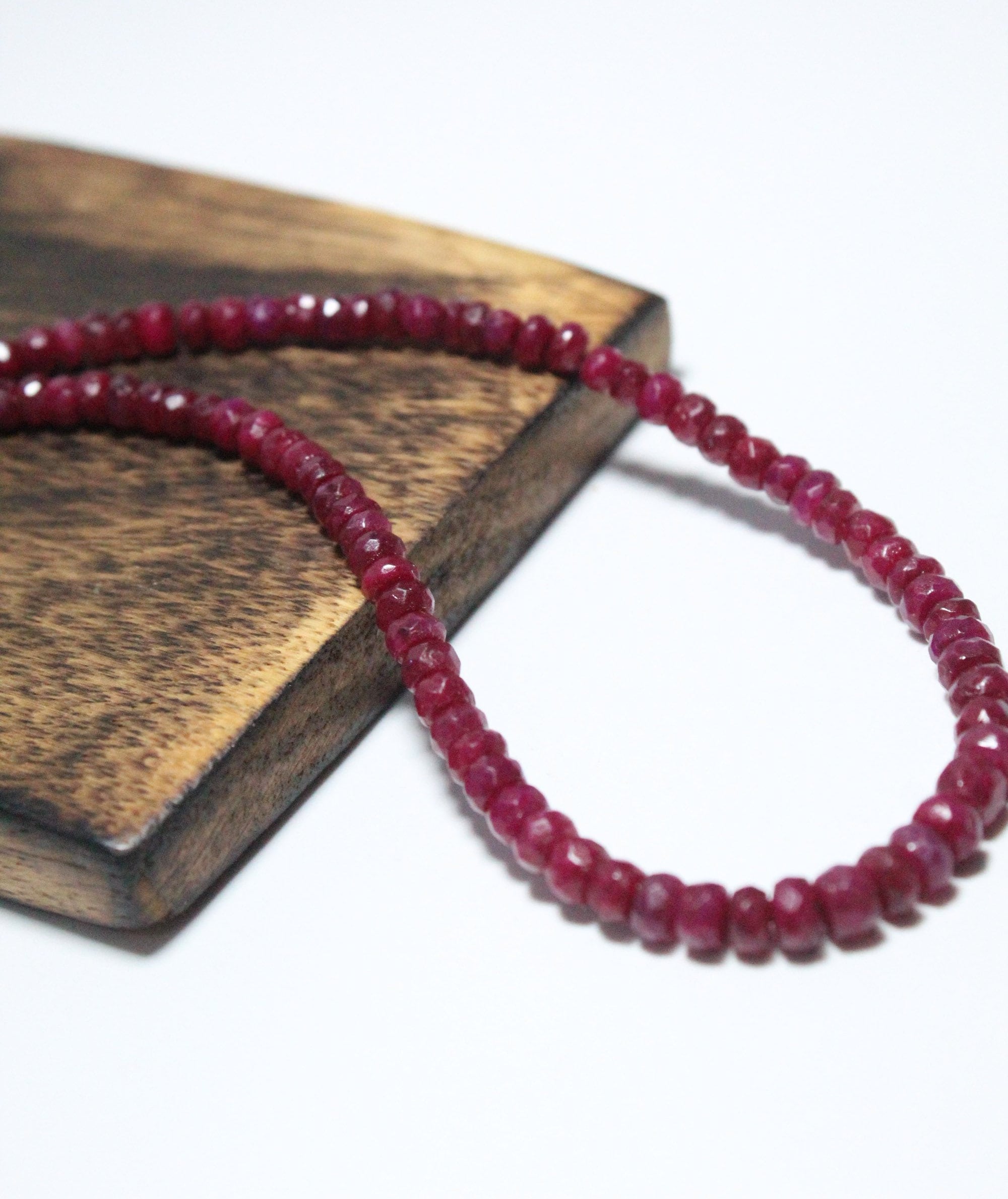 Ruby Faceted Beads Necklace, Rondle Shape Beads, Ruby Beaded Bracelet, Girls and Women Necklace, Gift Necklace