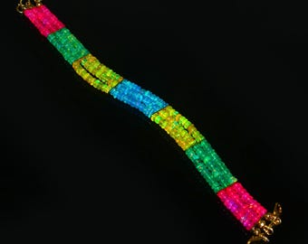 Natural Ethiopian Multi Opal Beaded Bracelet | 3 Line & Multi color Opal Jewelry | Handmade Bracelet |October Birthstone  | Gift for Her