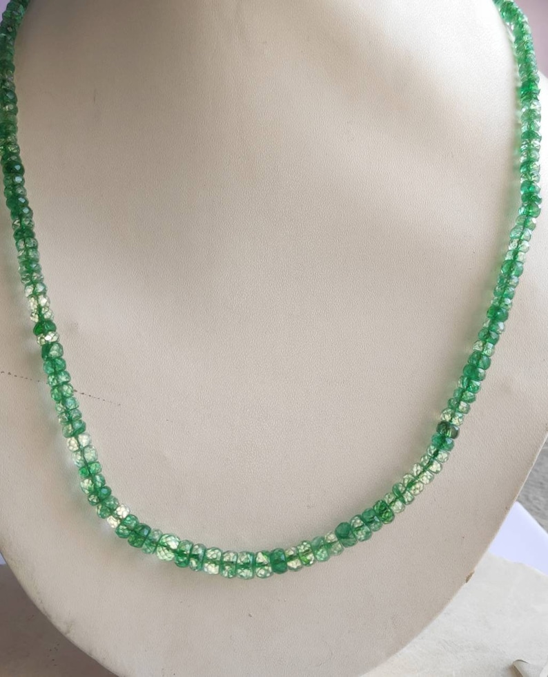 AAA Natural Faceted Emerald Gemstone 1 Strand Beautiful Natural Emerald Necklace