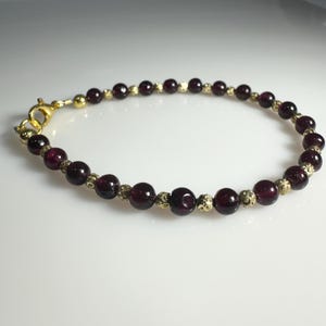 AAA Natural Garnet Smooth Beads Bracelet - Handmade Gemstone Jewelry, Natural Garnet Bracelet  Beaded Jewelry, Gift For Her