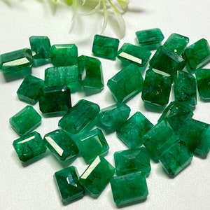 Piedra preciosa esmeralda de Zambia, de 5 a 10 quilates, facetada, octogonal, para joyería.