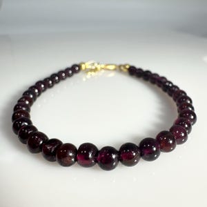 Natural Garnet Beaded Bracelet - 925 Sterling Silver Handmade Gemstone Jewelry, Garnet Smooth Beads Bracelet, Handmade Garnet Beads Bracelet