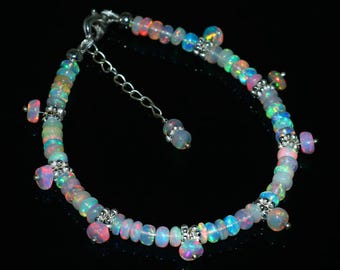 White Opal Beaded Bracelet: Dainty Bracelet, AAA Grade | handmade Opal Jewelry |Gift For Her