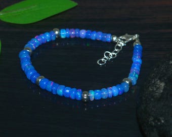 AAA Lavender Opal Beads Bracelet | Blue Fire Opal Jewelry | Minimalist & Dainty  |  Bracelet For Women