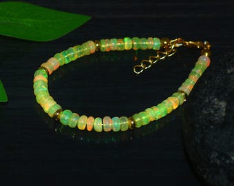AAA Yellow Opal Beaded Bracelet | Handmade Beads Jewelry, Birthstone Bracelet For Women and Men