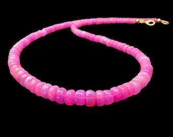 Pink Opal Beaded Necklace: 925 Sterling Silver, Ethiopian Gemstone Handmade Necklace