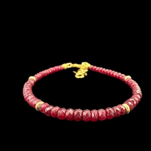 Bracelet rubis naturel, Bijoux en perles de pierre précieuses, Bracelet rubis naturel, Bracelet rubis à facettes, cadeau