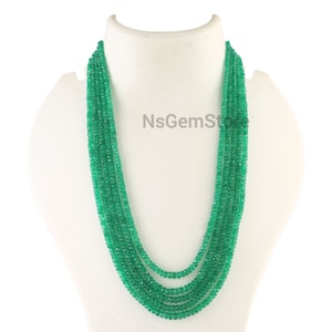 AAA Quality Natural Emerald Faceted Rondelle Beads Strand, Emerald Gemstone Beads Superb Quality Strand