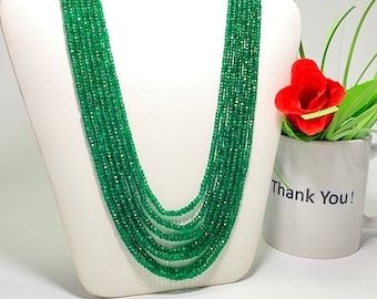 AAA Emerald Faceted Strand: Natural Gemstone Beads (3.5-5mm)