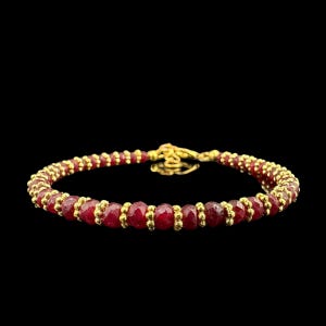 Superbe bracelet de perles de rubis - Bijoux en pierres précieuses faits main, Bracelet de perles de rubis naturels, bijoux élégants en pierres précieuses