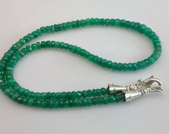 Emerald beaded Necklace, Micro cut Faceted Emerald beads Necklace, Emerald Zambia Gemstones Handmade Necklace