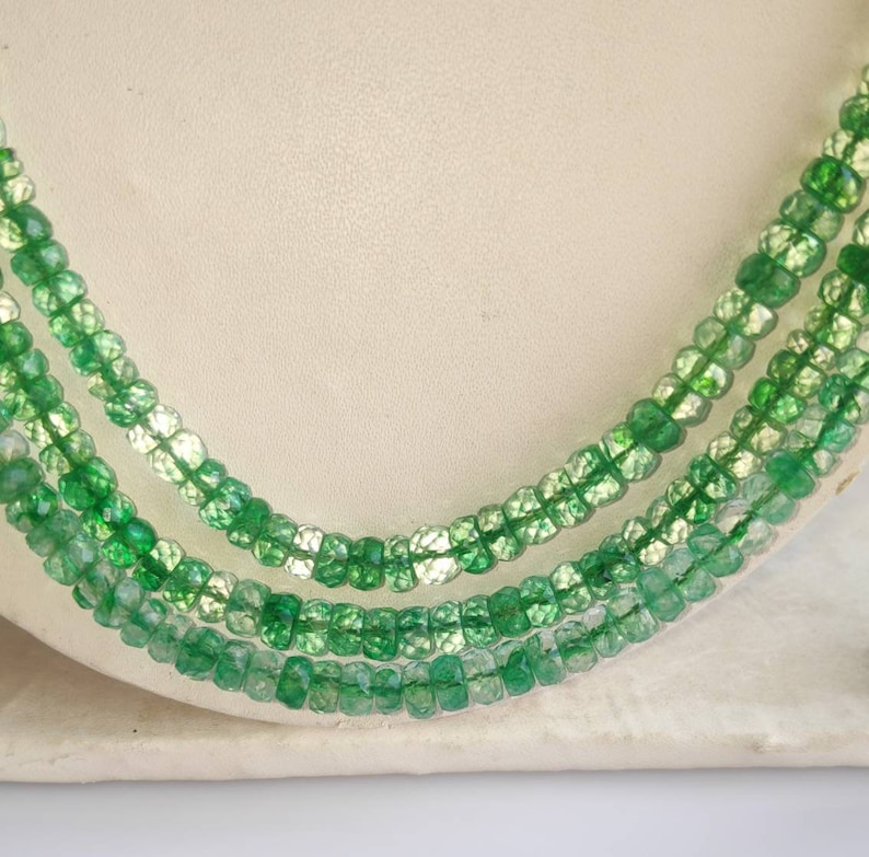 AAA Natural Faceted Emerald Gemstone 1 Strand Beautiful Natural Emerald Necklace