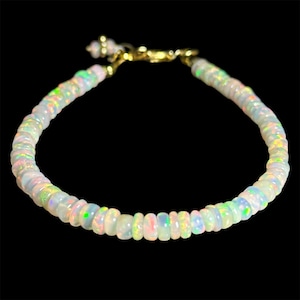 AAA Ethiopian Opal Beaded Dainty Bracelet,925 Sterling Silver Beaded Bracelet, Multi Color Fire Opal Bracelet, Genuine Opal Jewelry
