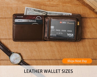 Father's Day Gift for Him, Personalized Wallet for Father's Day, Leather Wallet for Men, Anniversary Gift for Him, Engraved Wallet for Men