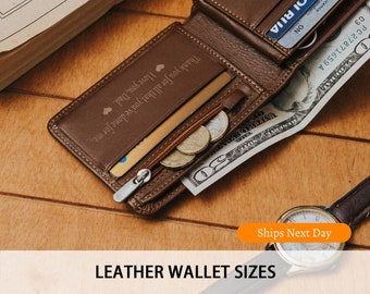 Engraved Wallet for Men Personalized Leather Wallet for Father's Day Anniversary Gift for Him Custom Leather Wallet for Men Gift for Dad