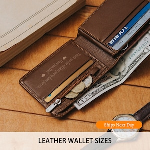 Engraved Wallet for Men, Personalized Leather Wallet for Father's Day, Anniversary Gift for Him, Custom Leather Wallet for Men, Gift for Dad