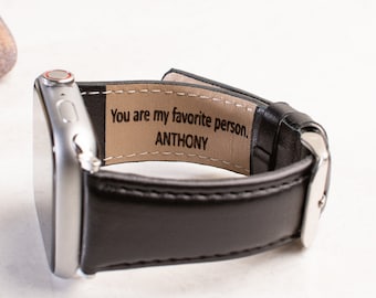 Correa de cuero personalizada para Apple Watch - Grano completo - Grabado personalizado