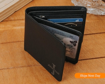 Personalized Leather Wallet for Father's Day, Engraved Wallet for Men, Custom Leather Wallet for Men, Anniversary Gift for Him, Gift for Dad
