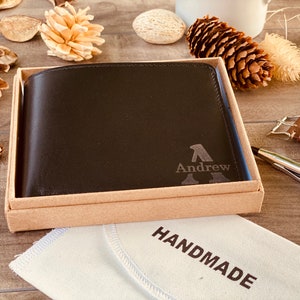 Cartera de cuero de hombre personalizada para Navidad, Cartera de cuero de hombre grabada para Navidad, Cartera de cuero de hombre personalizada para Navidad