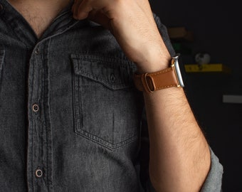 Cinturino in pelle personalizzato per Apple Watch, regalo di anniversario, per fidanzato e lui