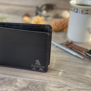 Personalized Leather Wallet for Father's Day, Custom Leather Wallet for Men, Anniversary Gift for Him, Engraved Wallet for Men, Gift for Dad