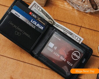 Handmade Leather Wallet for Men, Personalized Anniversary Gift
