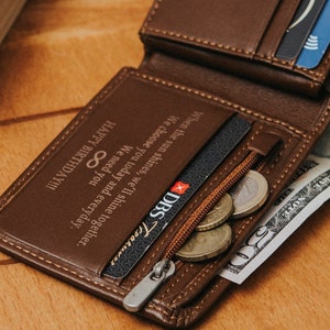 Custom Men's Leather Wallet for Fathers Day, Personalized Men's Leather Wallet For Fathers Day, Engraved Men's Wallet for Fathers Day