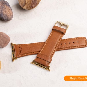 Personalized Leather Apple Watch Band: Custom Engraved iWatch Strap