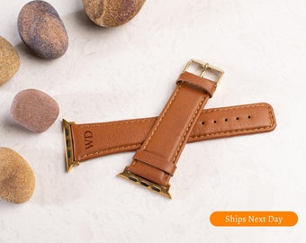 Personalized Leather Apple Watch Band: Custom Engraved iWatch Strap