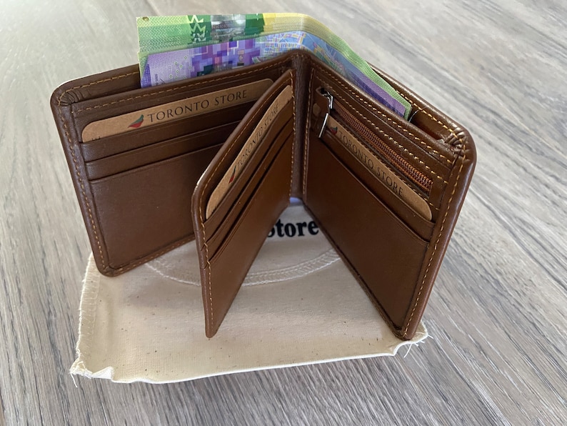 Wallet in Canada Engraved Mens Wallet Black Mens Wallet Custom Mens Wallet Mens Leather Bifold Wallet Mens Card Wallet image 7