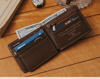PORTEMONNEE Kerstcadeau voor mannen Gepersonaliseerde leren portemonnee Aangepaste herenportemonnee Gepersonaliseerde portemonnee voor mannen Portemonnee voor mannen