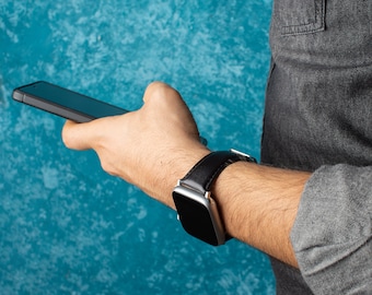 Personalized Leather Apple Watch Band: Full Grain, Handmade in Canada