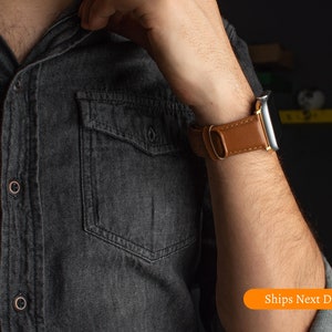 Personalized Leather Apple Watch Band: Custom Engraved iWatch Strap