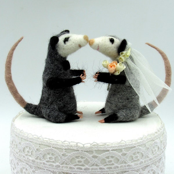 Possum wedding cake topper Opossum groom and bride