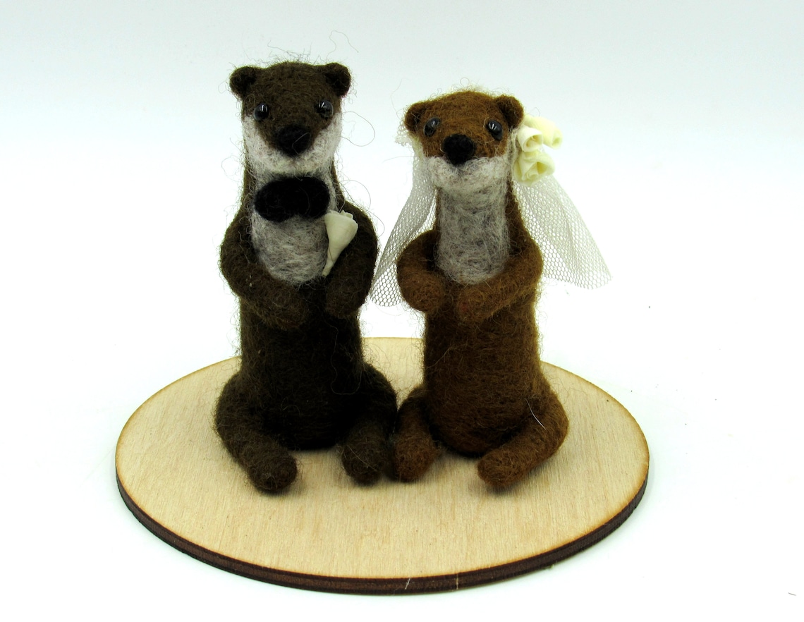 Otter wedding cake topper Otter groom and bride wedding gift Etsy