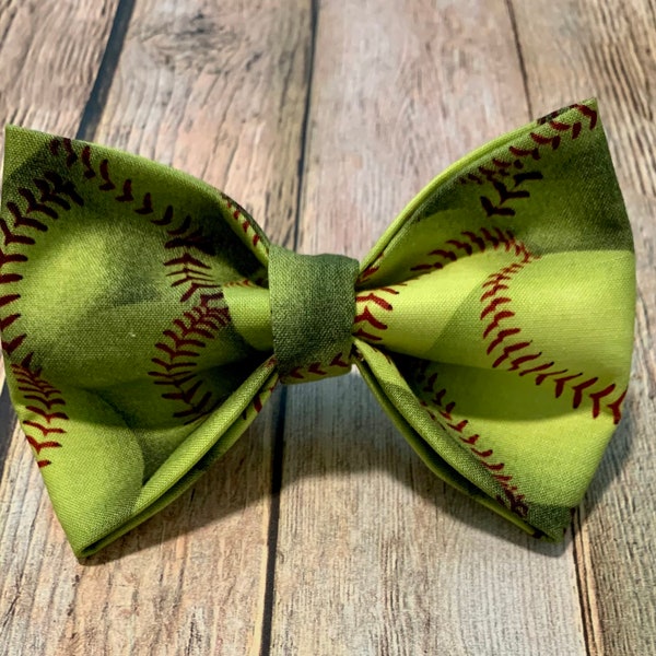 Softball Bow Tie, Over The Collar Dog Bow Tie, Sports Theme, Pet Gift, Pet Bow, American Dog, Softball Bow For Dog, Cat Bow Tie, SoftballDog