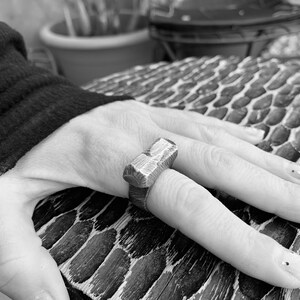 Large Statement Ring, Chunky Rings for Women, Abstract Industrial Ring, Thick Unisex Ring, Edgy Minimalist Ring, Wearable Art Jewelry