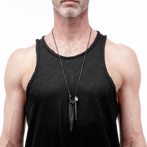 Collana in pelle unica, collana con custodia in pelle, collana con custodia di cristallo, custodia da collo in pelle, borsa per medicinali, collana di cristallo da uomo