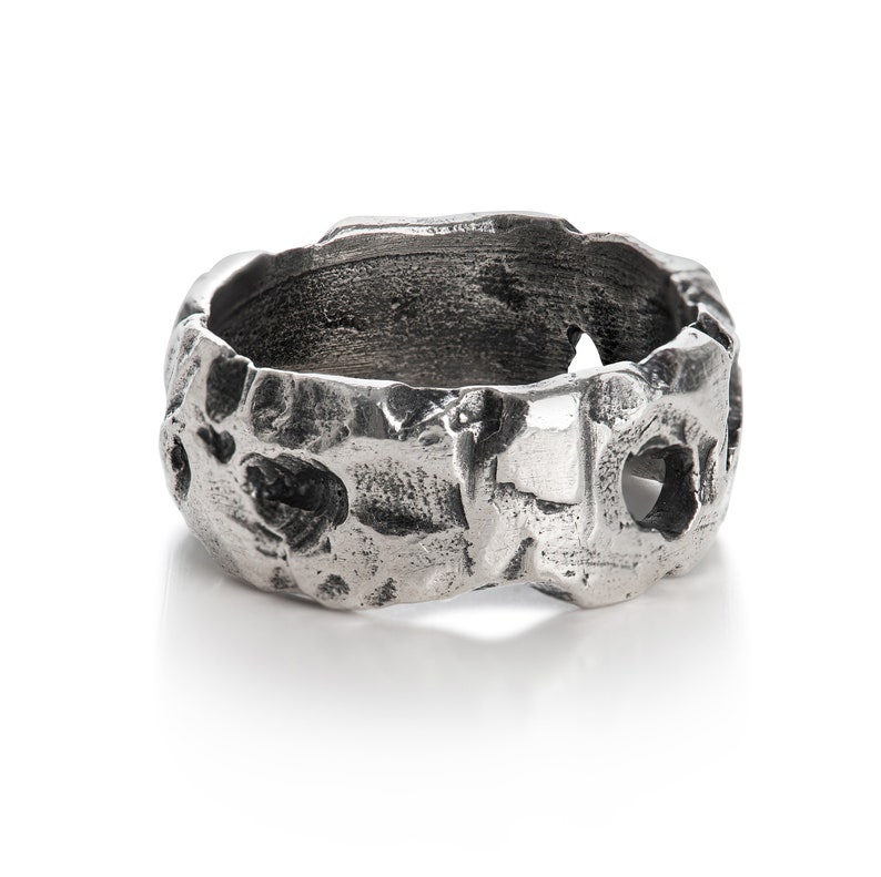Rough Rocky Textured Edgy Ring Sterling Silver Ring Rustic - Etsy