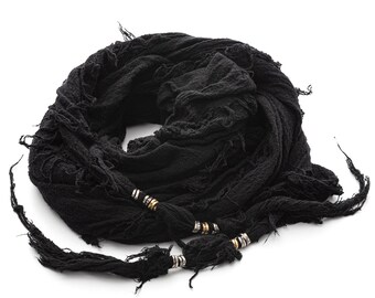 Hand-Dyed Organic Cotton Scarf Shawl: Sterling Silver Accents