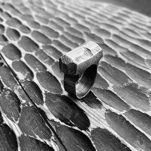Large statement ring, oxidized sterling silver ring, hand carved, Chunky Rings for Women