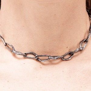 Oxidized Sterling Silver Choker Necklace: Rustic Boho Collar