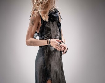 Black Organic Cotton Scarf: Hand-Dyed Boho Shawl
