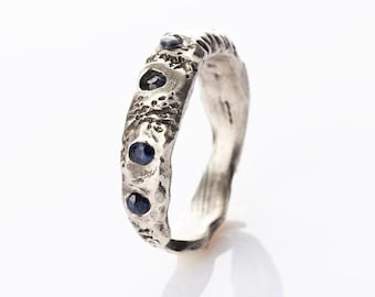 Silver unisex ring combined Agate stones