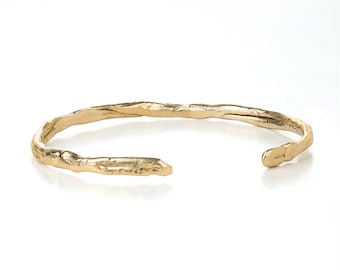 Textured 14 k Yellow Cuff Bangle Bracelet