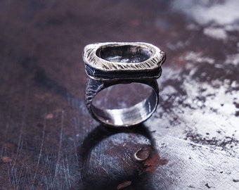 Sterling Silver Statement Ring for Men, Oxidized Sterling Silver Ring, Chunky Rings, Handmade Jewelry Rings