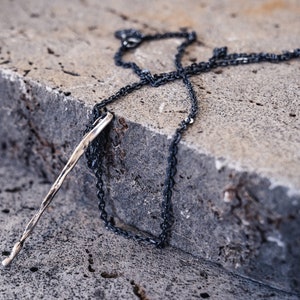 Oxidized Sterling Silver Spoon Pendant Necklace: Boho Unisex Jewelry