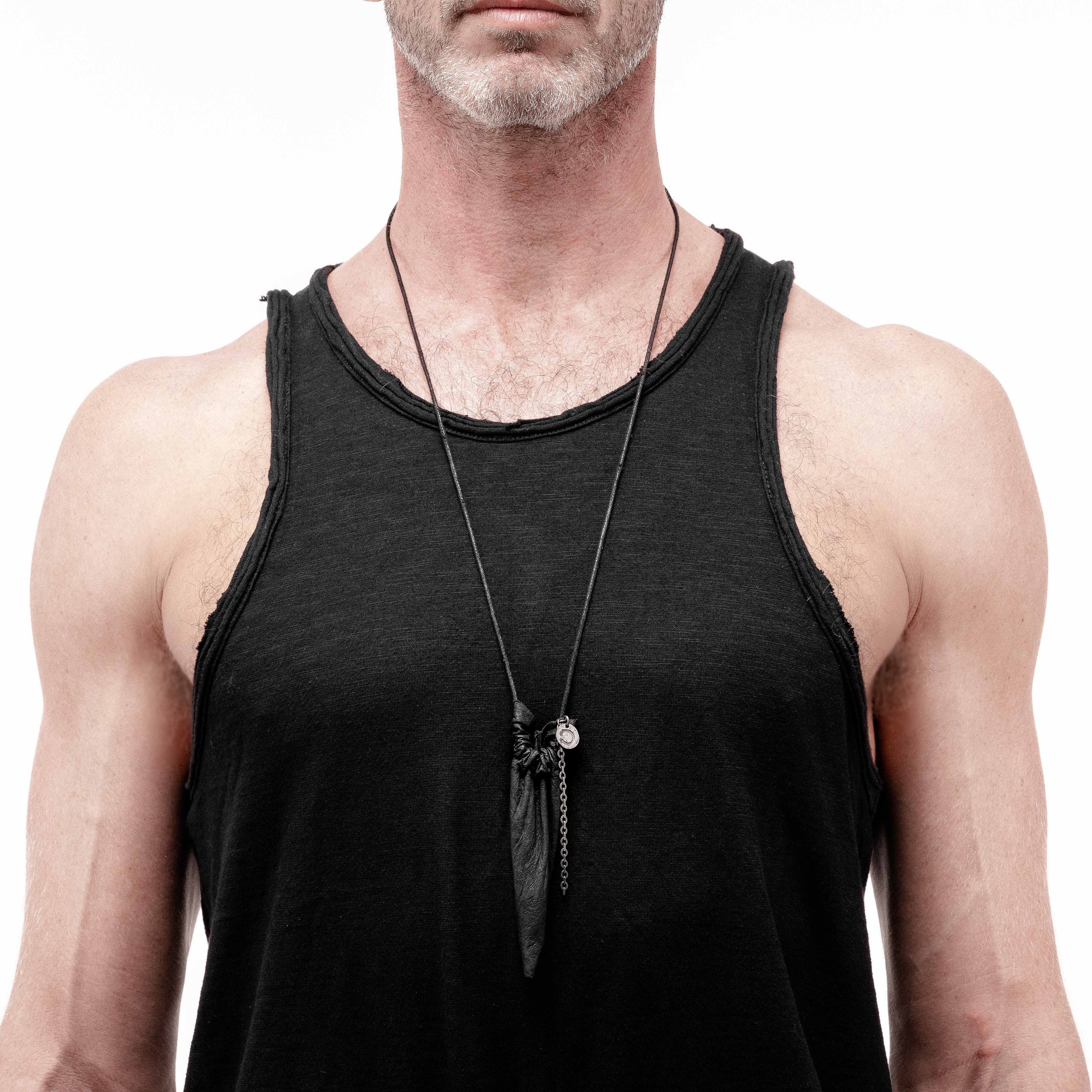 Unique Leather Necklace Leather Case Necklace Crystal Pouch
