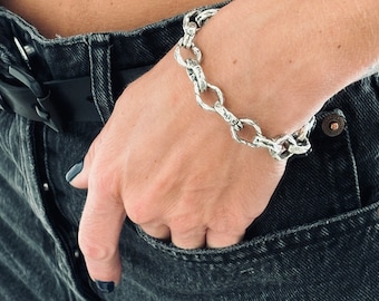 Oxidized Sterling Silver Chunky Link Bracelet - Unisex