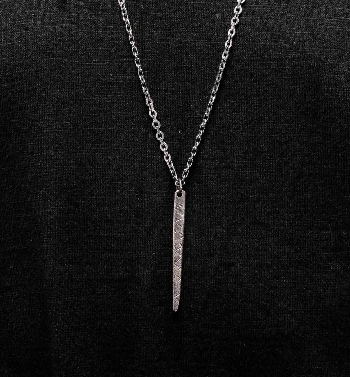Silver Spike Necklace, Tribal Necklace, Men Boho Necklace, Tribal Jewelry, Black Jewelry for Men